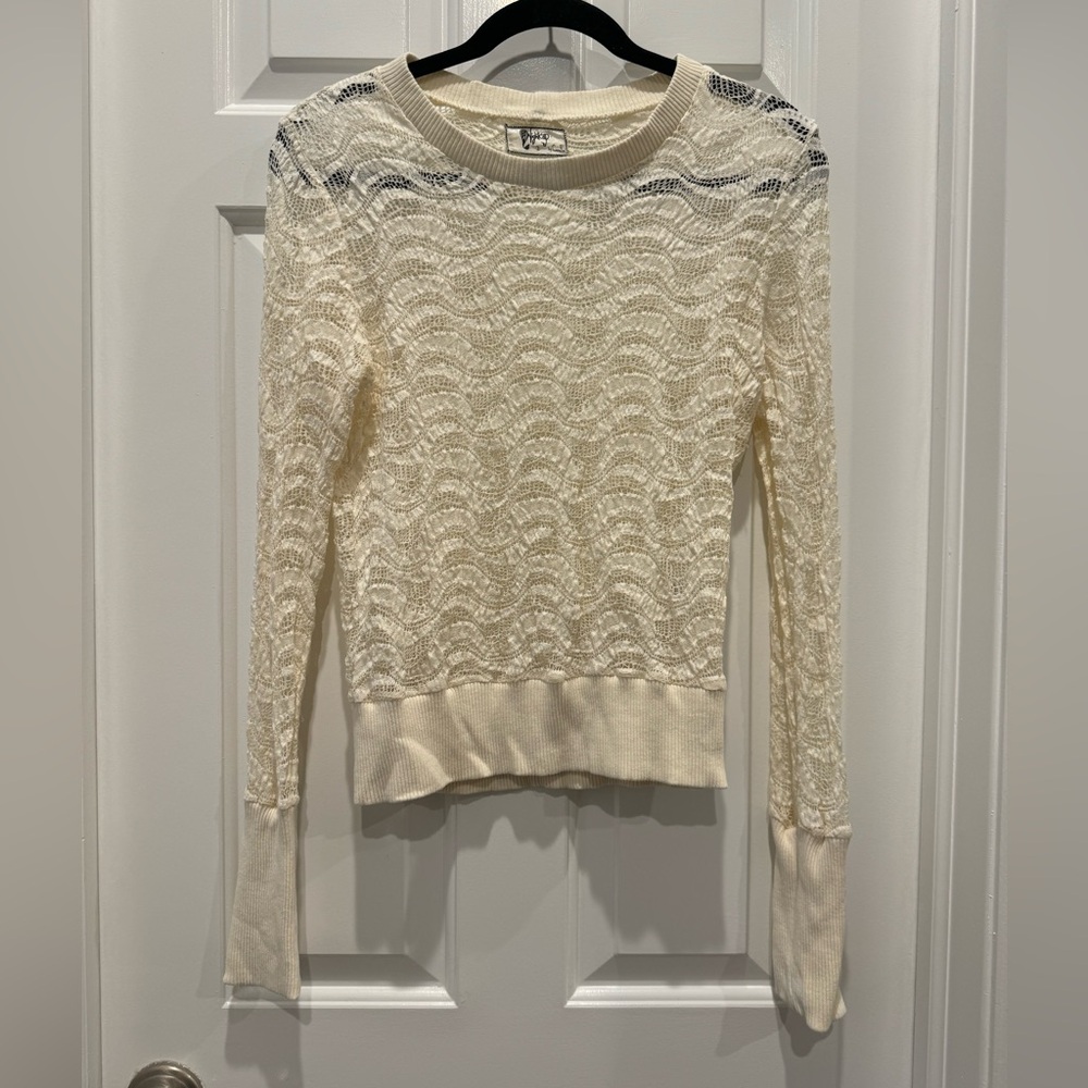 lace knit long sleeve y2k designer layer cream white Nightcap by Carisa Rene